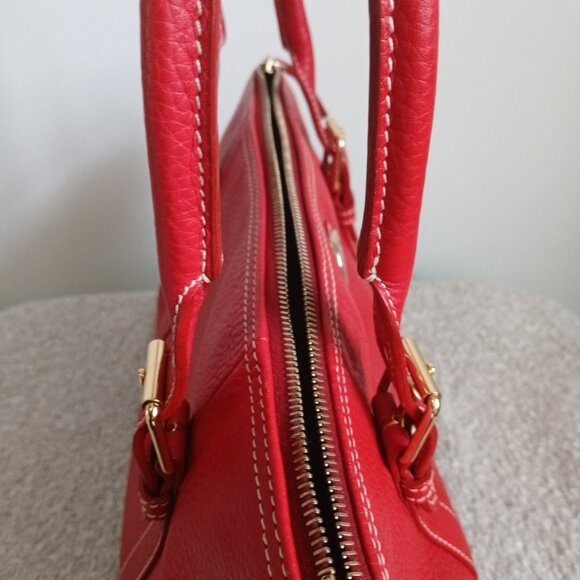 Dooney and Bourke-Red Leather-Vintage-Large Dome Satchel with matching wristlet - Picture 8 of 16